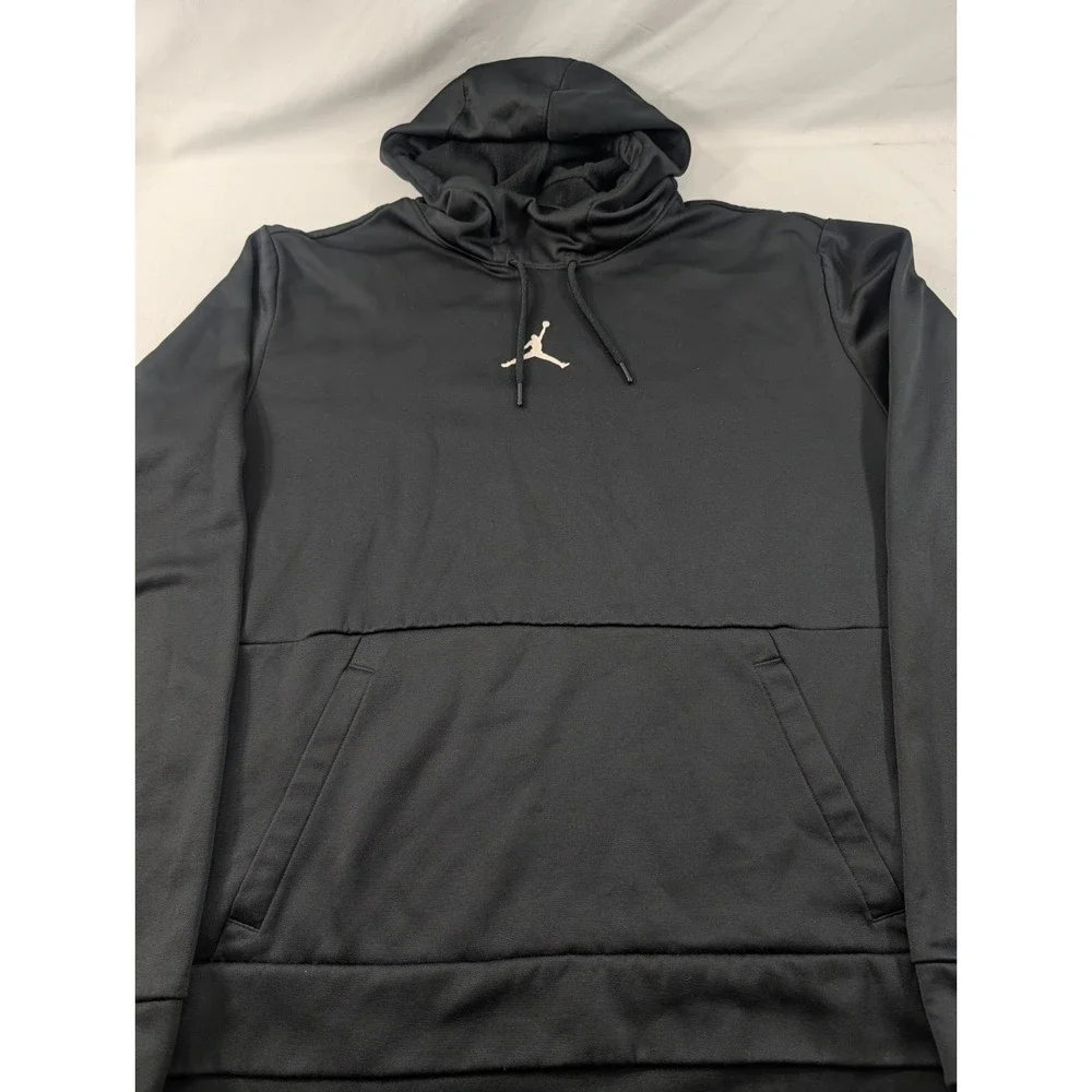 Nike Air Jordan Dri-FIT Center Logo Air Fleece Pullover Hoodie Slim Fit XL Black